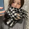 Fashionable checked scarf, winter Korean style sweet imitation cashmere thousand-bird check scarf wholesale, thickened warm shawl gift details Picture